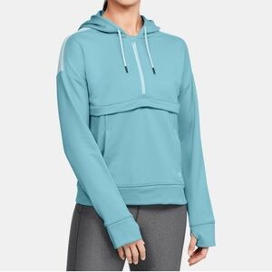 Under Armour 1/2-zip Womens Hoodie Pullover Thumb Holes Pocket Light Blue Sz XL